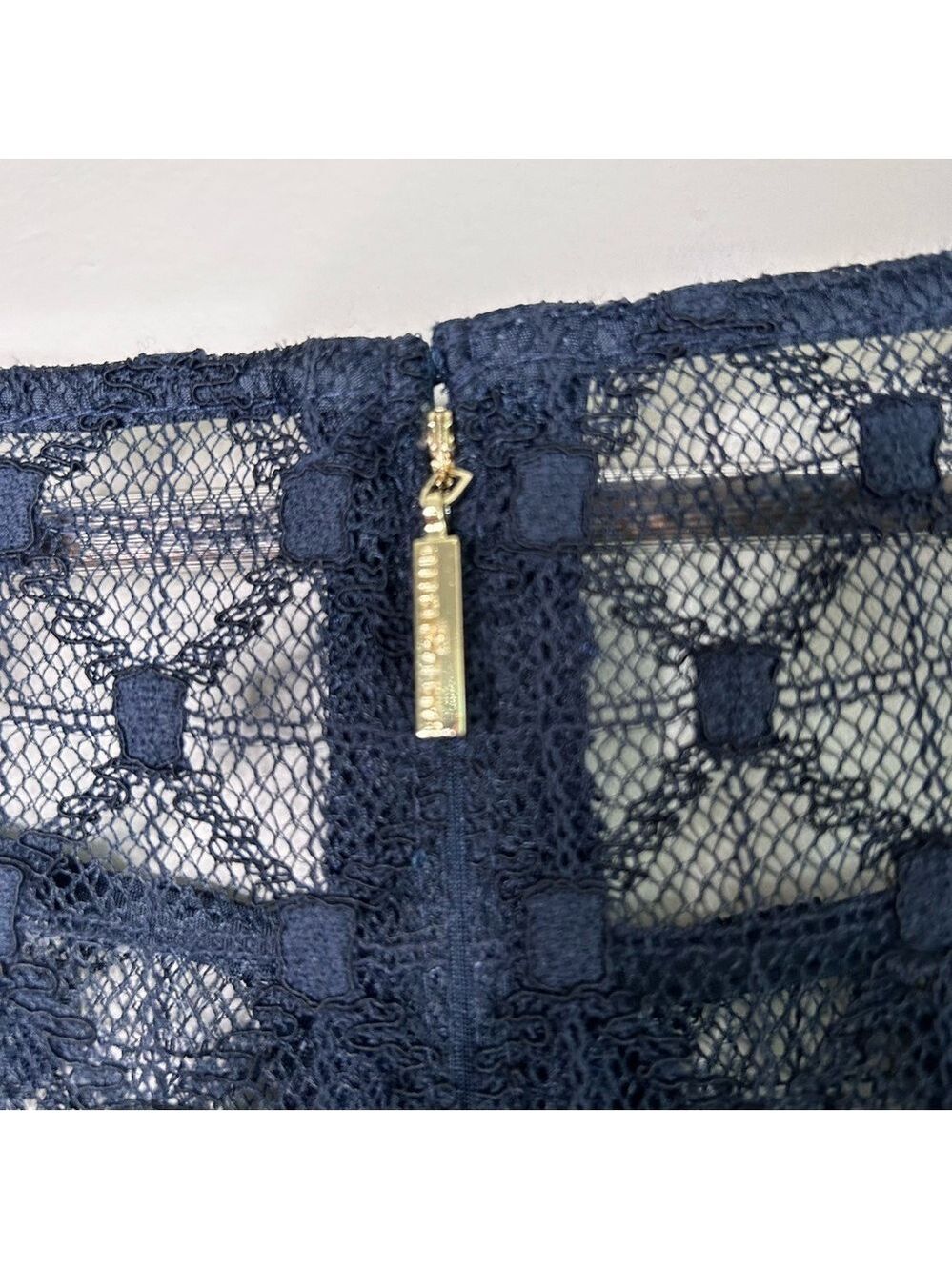 Karl Lagerfeld Navy Blue Lace Shift Dress Size 14 - Picture 8 of 11